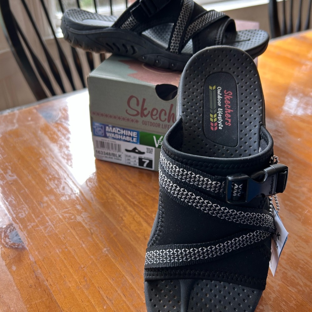 Skechers Black and Gray Outdoor Sandals